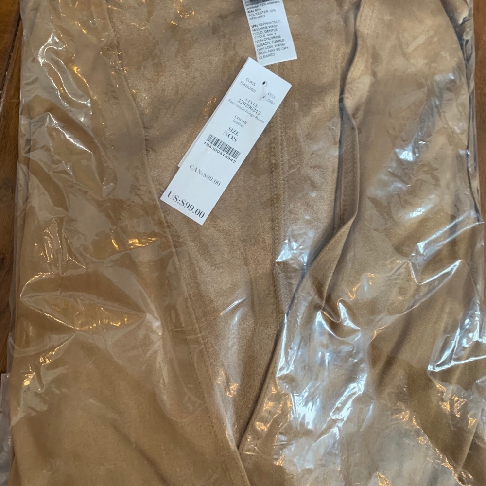 NWT WHBM Faux Suede Fringe Ruana